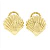 Image 1 : Craig Drake 18K Yellow Gold Polished Grooved Sea Shell Clip On Earrings