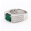 Image 2 : 2.37 ctw Emerald and 1.37 ctw Diamond 18K White Gold Ring