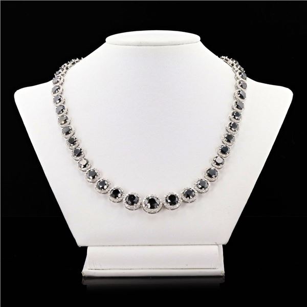 66.73 ctw Fancy Black Diamond and 7.78 ctw Diamond 14K White Gold Necklace