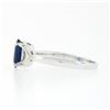 Image 8 : 18K White Gold 2.21 ctw GIA Oval Sapphire & Trillion Diamond 3 Three Stone Ring
