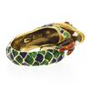 Image 6 : Vintage 18k Yellow Gold Multicolor Enamel Detailed Textured Snake Wrap Ring