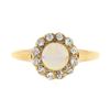 Image 4 : Antique Victorian 14K Gold Round Opal Solitaire Diamond Halo Petite Cluster Ring