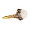 Image 5 : Antique Victorian 18k Yellow Gold GIA 9.46mm Pearl w/ Floral Side Solitaire Ring
