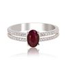 Image 1 : 1.10 ctw UNHEATED Ruby and 0.24 ctw Diamond 14K White Gold Ring (GIA CERTIFIED)