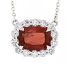 Image 2 : NEW 18K White Gold 3.61 ctw GIA Cushion Spinel w/ Diamond Halo Pendant Necklace