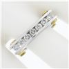 Image 3 : 14k TT Gold 0.60 ctw Round Channel Diamond Matte Squared Screw Double Band Ring