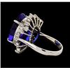Image 3 : GIA Cert 22.45 ctw Tanzanite and Diamond Ring - 14KT White Gold