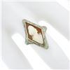 Image 3 : Antique Art Deco 14K White Gold Lozenge Shape Carved Shell Cameo Filigree Ring