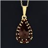 Image 3 : NEW 14k Gold 3.03 ctw Pear & Round Red Garnet Tear Drop Cluster Pendant w/ Chain