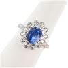 Image 3 : 4.10 ctw UNHEATED Blue BURMESE Sapphire and 1.18 ctw Diamond Platinum Ring (GIA