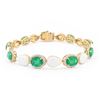Image 1 : 9.18 ctw Emerald and 1.33 ctw Diamond 14K Yellow Gold Bracelet with White Enamel
