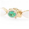 Image 3 : 9.18 ctw Emerald and 1.33 ctw Diamond 14K Yellow Gold Bracelet with White Enamel