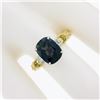 Image 3 : 18k Gold Platinum 3.70 ctw GIA Cushion Dark Bluish Green Sapphire w/ Diamond Rin