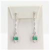 Image 2 : 3.34 ctw Emerald and 1.64 ctw Diamond 18K White Gold Dangle Earrings