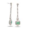 Image 3 : 3.34 ctw Emerald and 1.64 ctw Diamond 18K White Gold Dangle Earrings