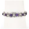 Image 2 : 6.25" Vintage 14k White Gold Round Synthetic Alexandrite Diamond Tennis Bracelet