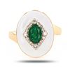 Image 1 : 0.75 ctw Emerald and 0.20 ctw Diamond 14K Yellow Gold Ring with White Enamel