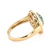 Image 3 : 0.75 ctw Emerald and 0.20 ctw Diamond 14K Yellow Gold Ring with White Enamel