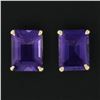 Image 3 : NEW 14k Yellow Gold 2.64 ctw Emerald Cut Prong Set Purple Amethyst Stud Earrings
