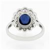 Image 8 : NEW Platinum 2.37 ctw GIA NO HEAT Oval Bezel Sapphire Diamond Milgrain Halo Ring