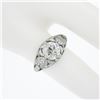 Image 4 : Antique Edwardian Platinum 1.5 ctw GIA European Diamond Heart Floral Filigree Ri