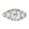 Image 5 : Antique Edwardian Platinum 1.5 ctw GIA European Diamond Heart Floral Filigree Ri