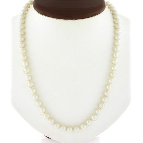 Estate 18" Classic 6.5-6.8mm Pearl Strand Necklace with 14k Gold Filigree Clasp