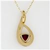 Image 5 : 18K Yellow Gold .55 ctw Trillion Cut Tourmaline Solitaire Open Pendant & 16" Cha