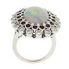 Image 8 : NEW Platinum 8.20 ctw GIA Oval Cabochon Opal w/ Ruby & Diamond Halo Cocktail Rin