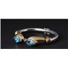 Image 2 : Sterling Silver, 14K Yellow Gold & Blue Topaz Split Bracelet
