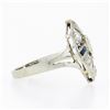 Image 5 : Antique Art Deco 14k White Gold 0.24 ctw Diamond Sapphire Filigree Open Work Rin