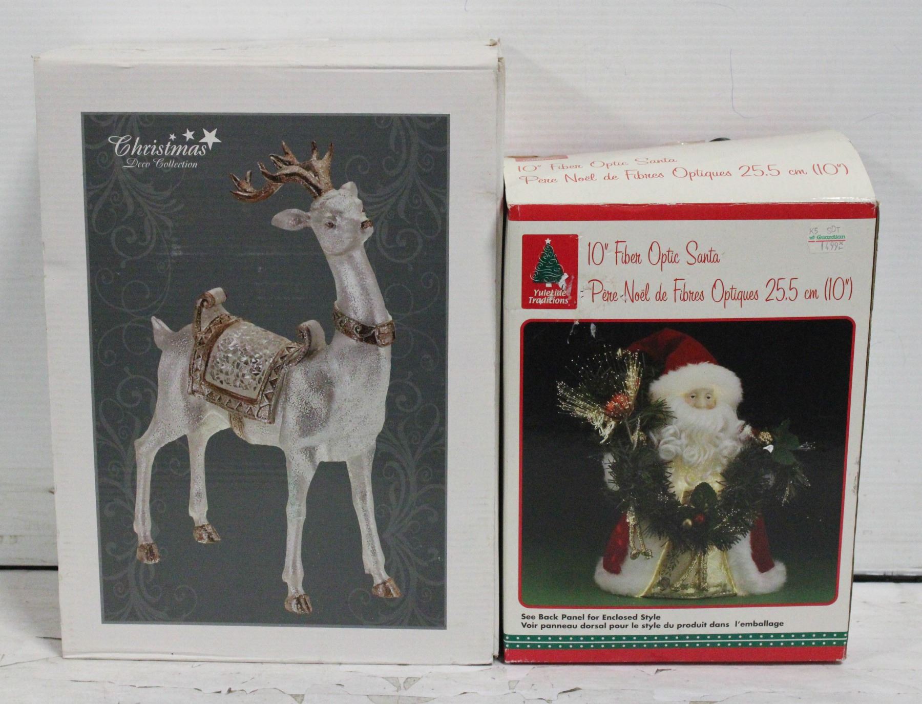 2 PC SANDTA & GLASS FIGURINE DEER