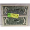 Image 2 : 4X $2 US NOTES MINT SERIAL #4 IN SEQUENCE