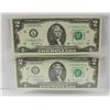 Image 1 : 2X $2 US CONSECUTIVE NOTES MINT CONDITION