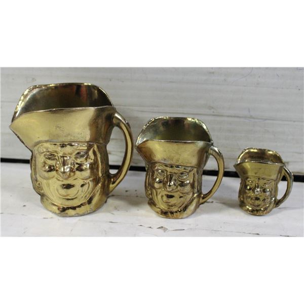 3 VINTAGE MINI METAL TOBY MUGS
