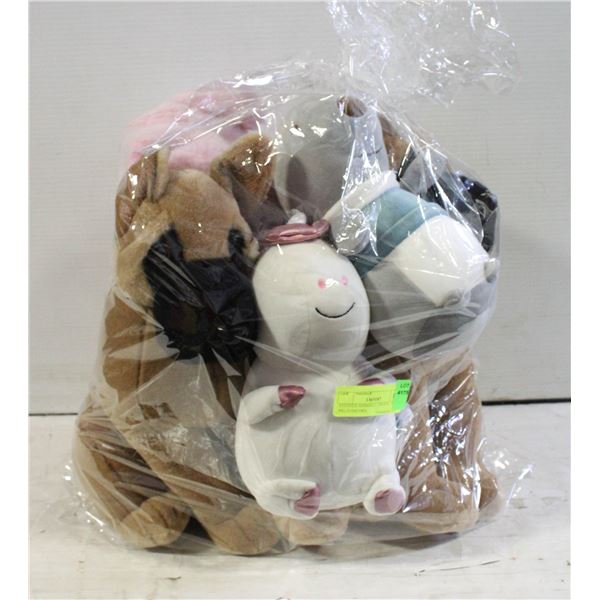 STUFFED ANIMALS - 2DOGS, 1PINK PIG,1UNICORN,