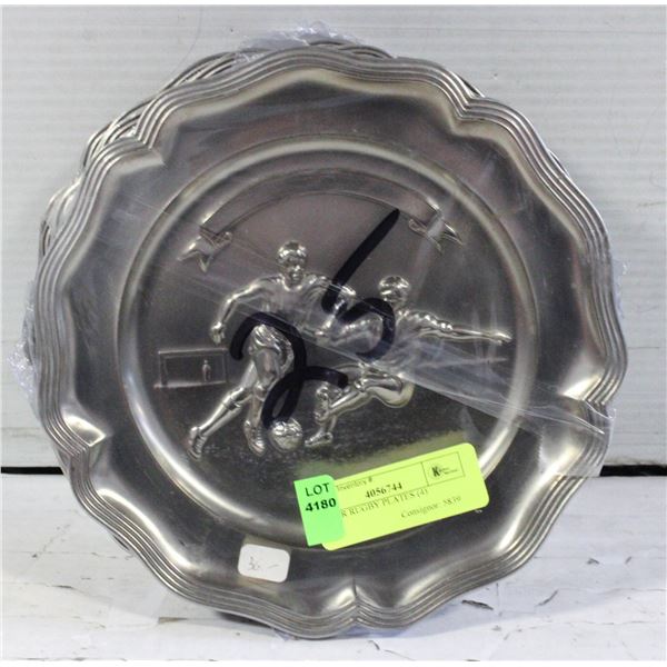 PEWTER RUGBY PLATES (4)