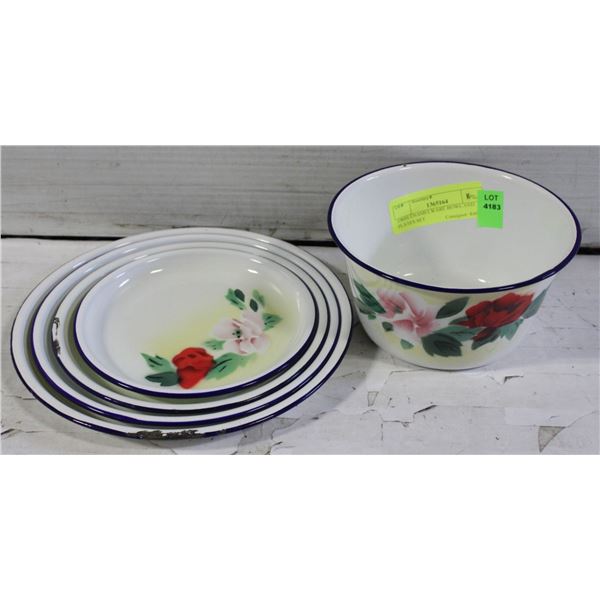 1960S ENAMELWARE BOWL AND PLATES SET