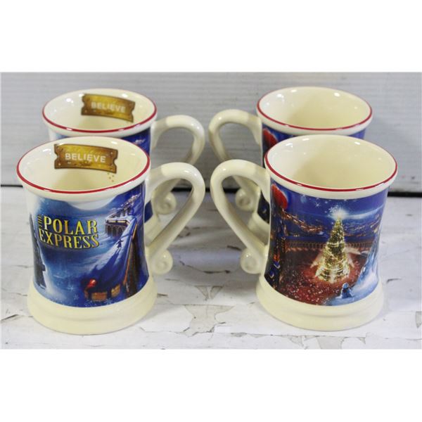 4 EMBOSSED POLAR EXPRESS MOVIE MUGS