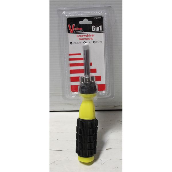 NEW SEALED VALUE POWER 6 IN 1 SCREW DRIVER