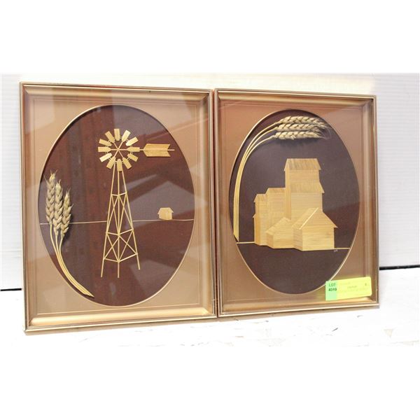 2 WHEAT WEAVING ARTWORKS