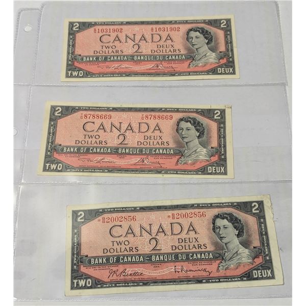 ASSORTED 1954 CANADIAN $2 BANK NOTES