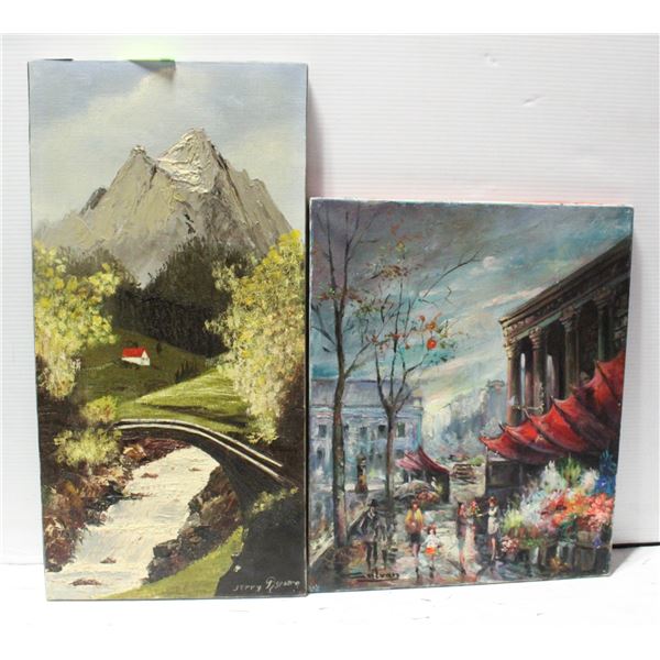 ESTATE VINTAGE EUROPEAN OIL PAINTINGS TOGETHER