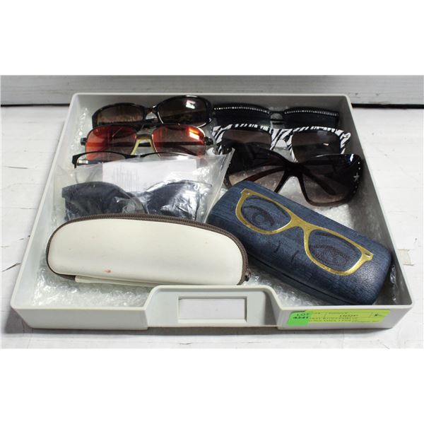 TRAY WITH 6 PAIRS OF SUNGLASSES, 1 PAIR OF