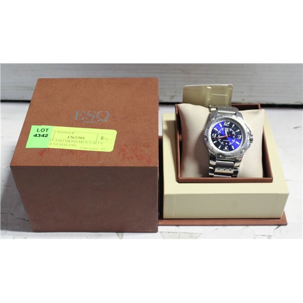 ESTATE ESQ SWISS MEN'S BLUE FACE & STAINLESS