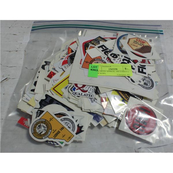 BAG WITH APPROX. 300 VARIOUS STICKERS,