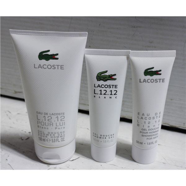 3 NEW LACOSTE SHOWER GELS 250 ML