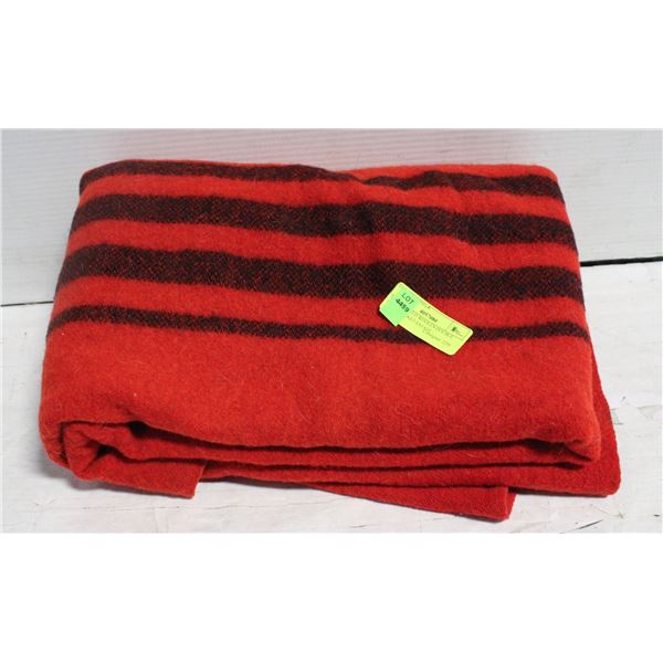 VINTAGE RED WOOLEN DOUBLE SIZE BLANKET-ESTATE