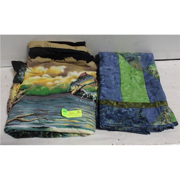 2 ESTATE PATCHWORK QUILTS TOGETHER-ESTATE