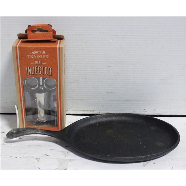 TRAEGER MEAT INJECTOR & CAST IRON SKILLET-ESTATE